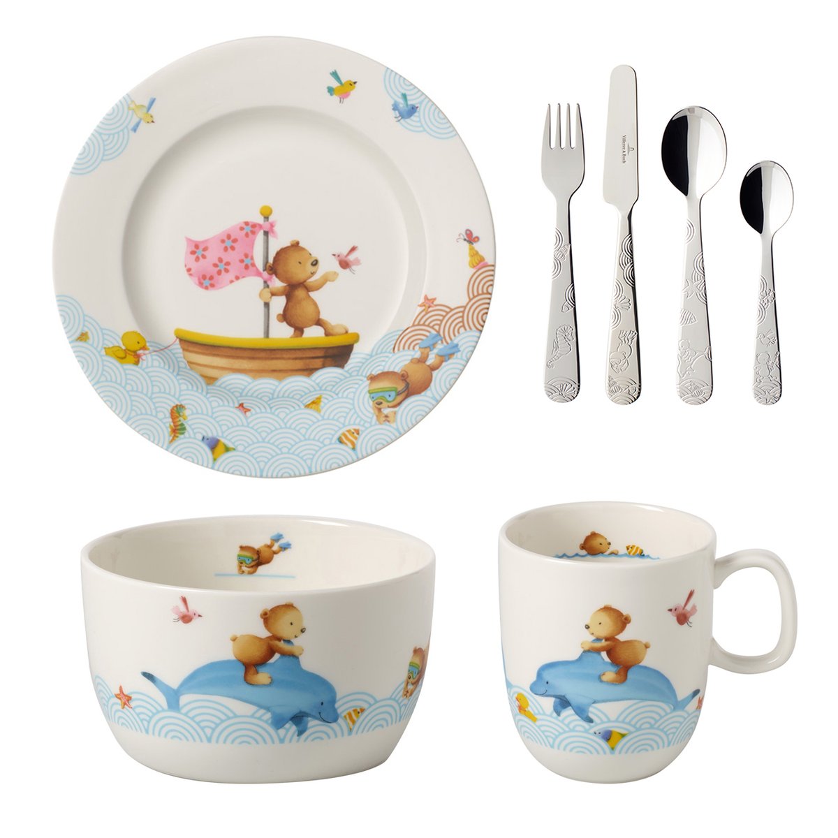 Villeroy & Boch Happy as a Bear Kindergeschirr und Besteck 7 Teile