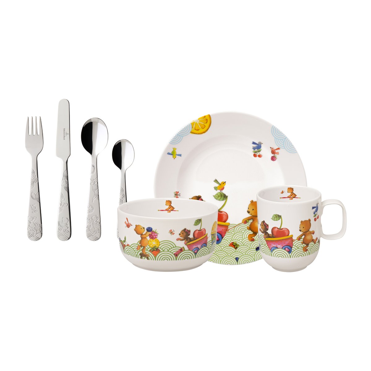 Villeroy & Boch Hungry as a Bear children's dinnerware and cutlery 7 pieces