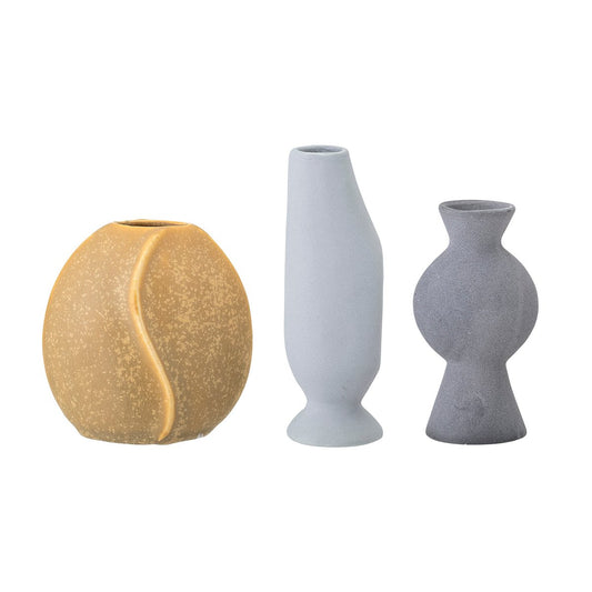 Bloomingville Bloomingville Vase Steingut 3er Pack Multi