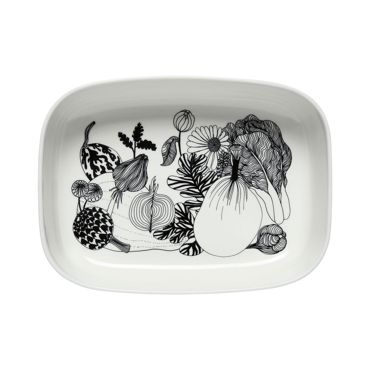 Marimekko Oiva Siirtolapuutarha serving bowl White-black