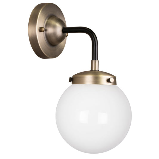 Globen Lighting Alley 1 wall lamp IP44 Antique brass-white