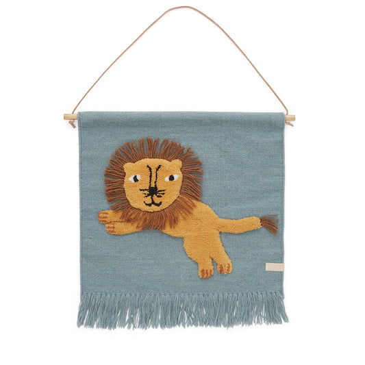 OYOY Jumping Lion Wanddekoration 52 x 55cm Blau