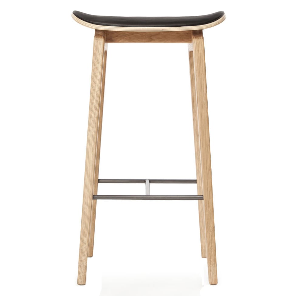 NORR11 NY11 barstool with leather cushion oak 65 cm Ultra black