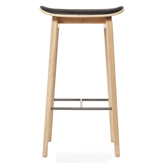 NORR11 NY11 barstool with leather cushion oak 65 cm Ultra black