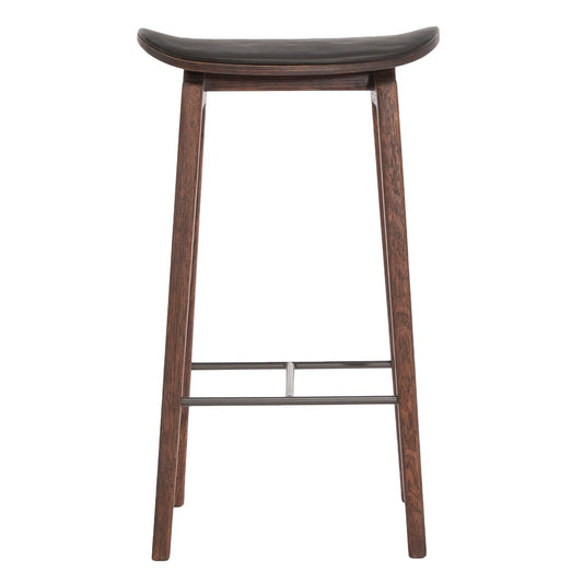 NORR11 NY11 barstool leather cushion dark smoked oak 65 cm Spectrum black