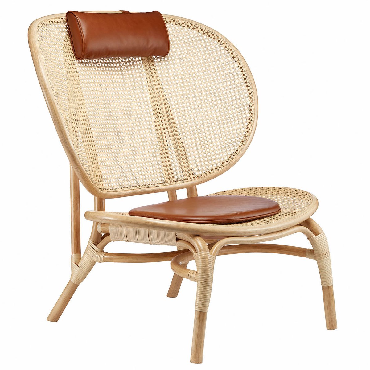 NORR11 Nomad lounge chair Natural-cognac leather