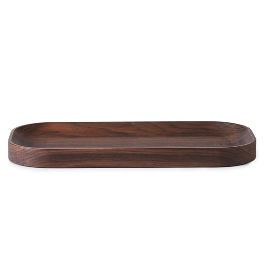 Warm Nordic Carved Wood tray oval Walnut