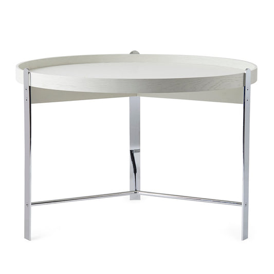 Warm Nordic Compose Beistelltisch Ø70cm mit Chromgestell Warm white