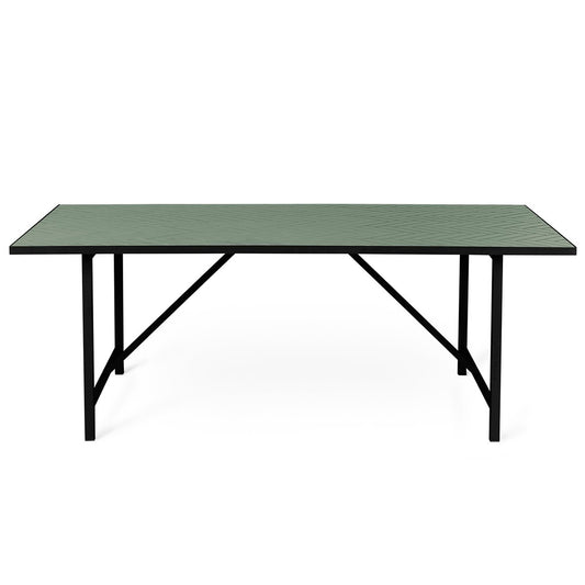 Warm Nordic Herringbone Tile dining table black underrede Forest green