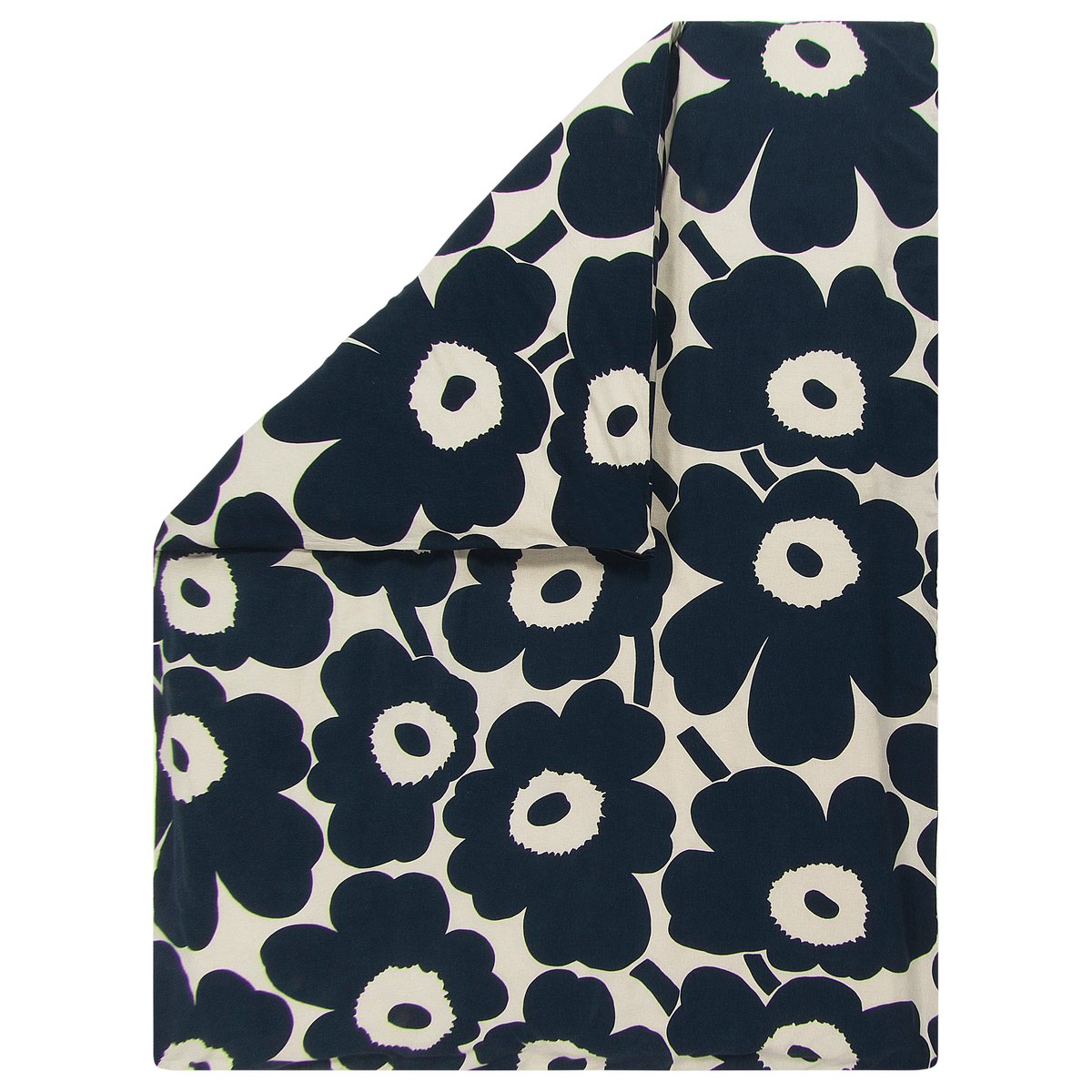 Marimekko Unikko duvet cover cotton-linen 150x210 cm natural white-dark blue