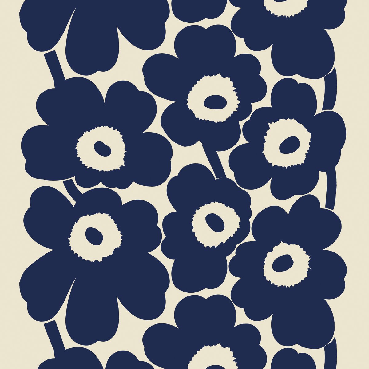 Marimekko Unikko linen fabric dark blue