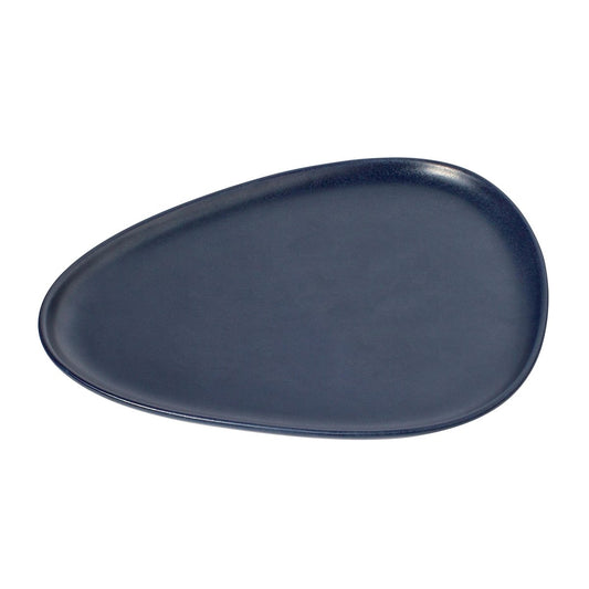 LIND DNA Curve Stoneware plate 26x30 cm navy blue