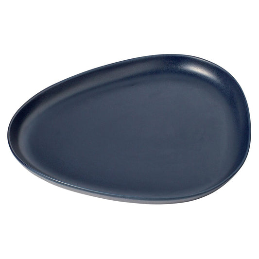 LIND DNA Curve Stoneware serving saucer 30x35 cm navy blue