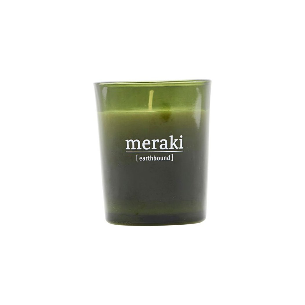 Meraki Meraki scented candle green glass 12 hours earthbound