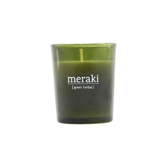 Meraki Meraki scented candle green glass 12 hours green herbal