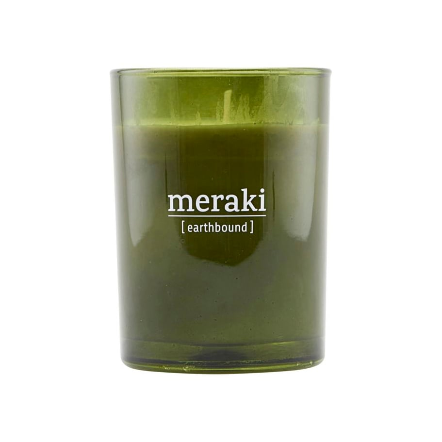 Meraki Meraki scented candle green glass 35 hours earthbound