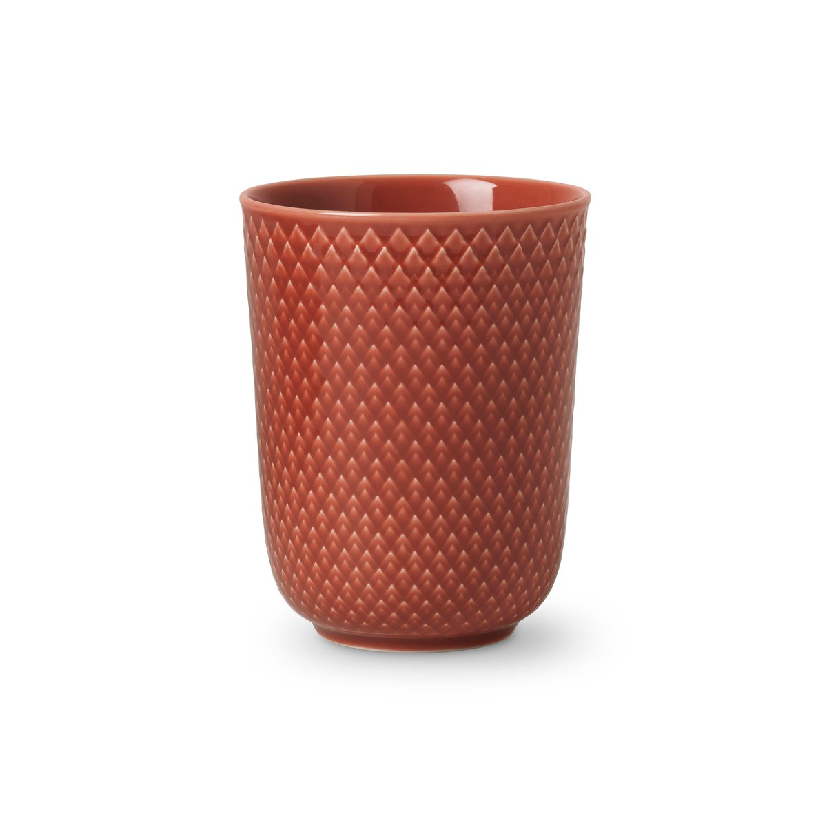 Lyngby Porcelæn Rhombe mugg utan öra 33 cl Terracotta