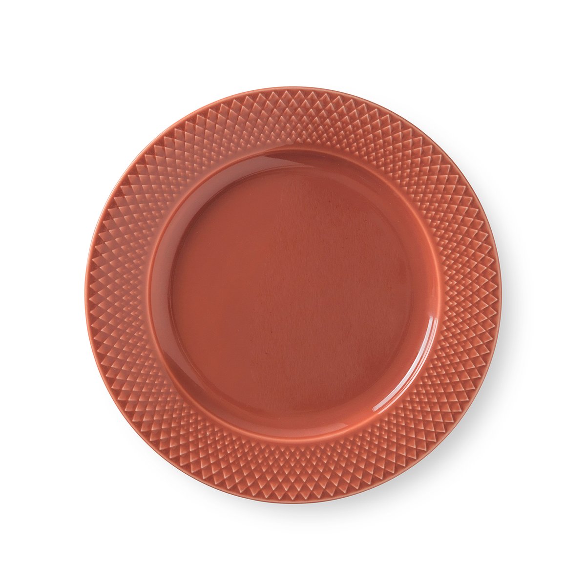 Lyngby Porcelæn Rhombe plate terracotta 23 cm