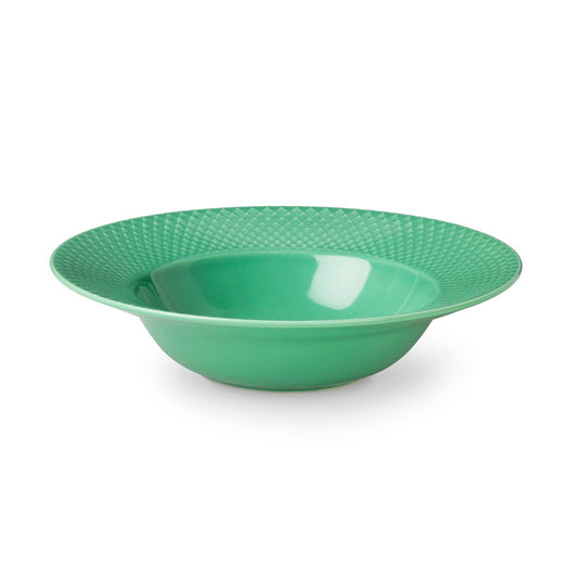 Lyngby Porcelæn Rhombe deep plate green 24.5 cm