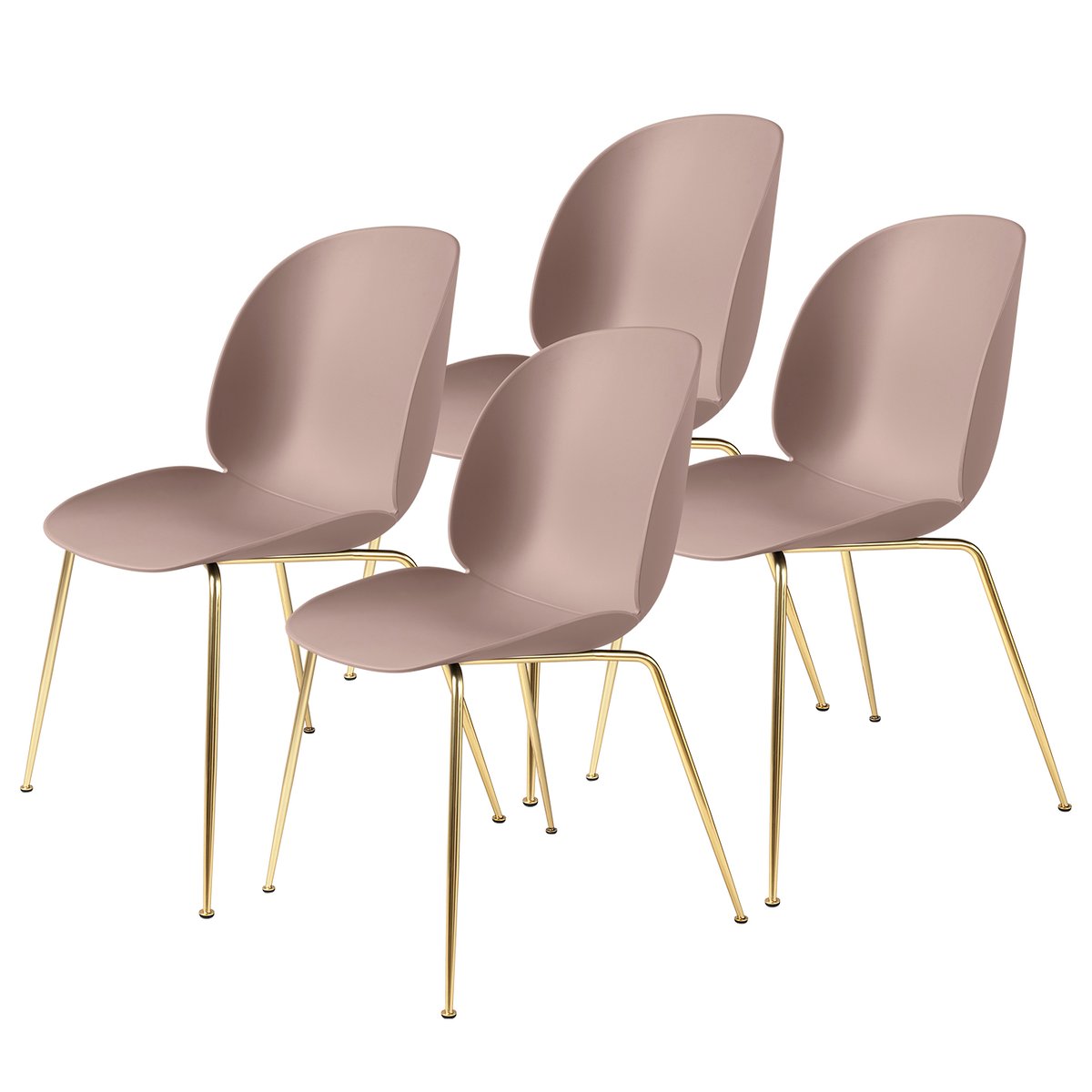 GUBI Beetle chair brass legs 4-pack sweet pink