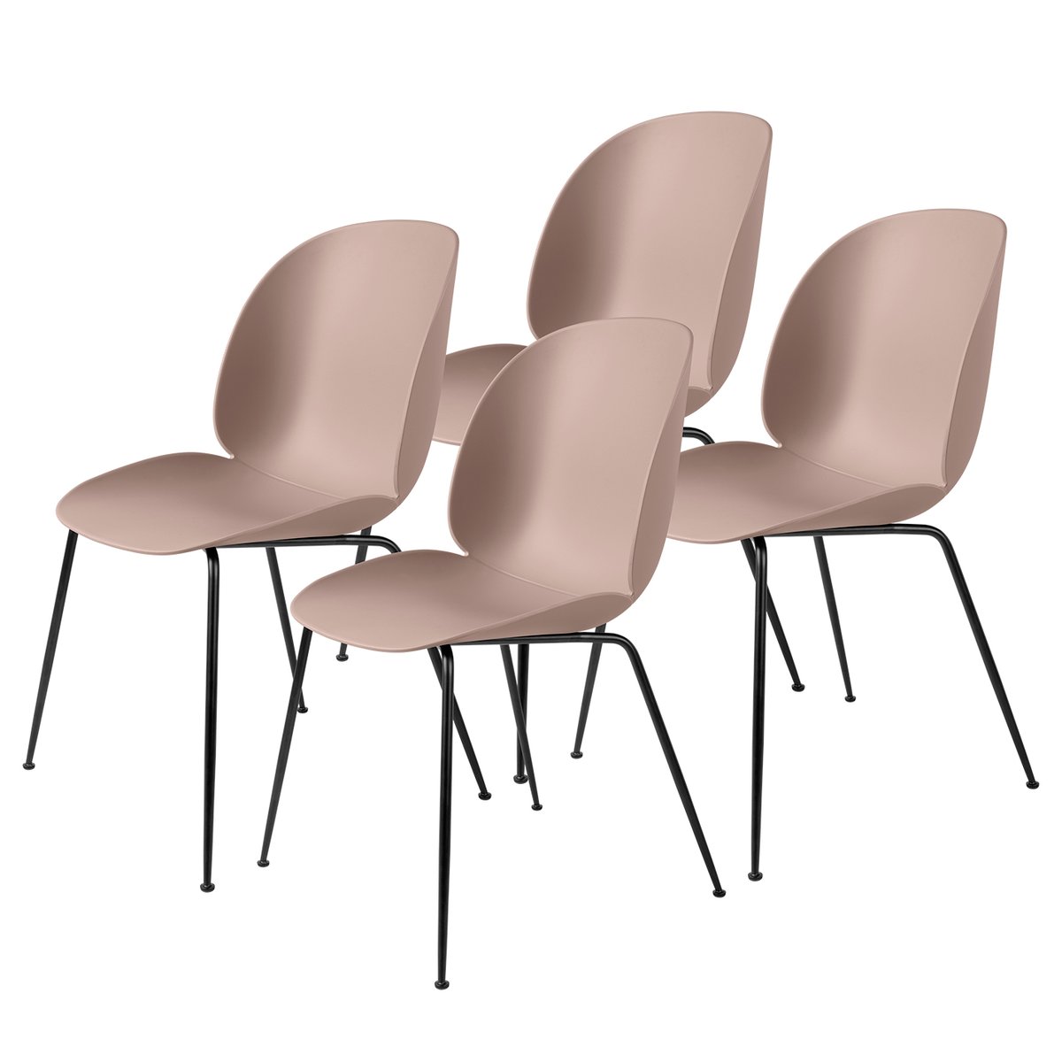 GUBI Beetle chair black legs 4-pack sweet pink