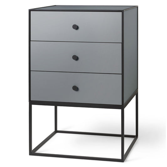 Audo Copenhagen Frame 49 side table with three drawers dark grey