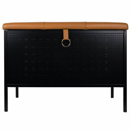 Maze Frank storage bench Black-Cognac