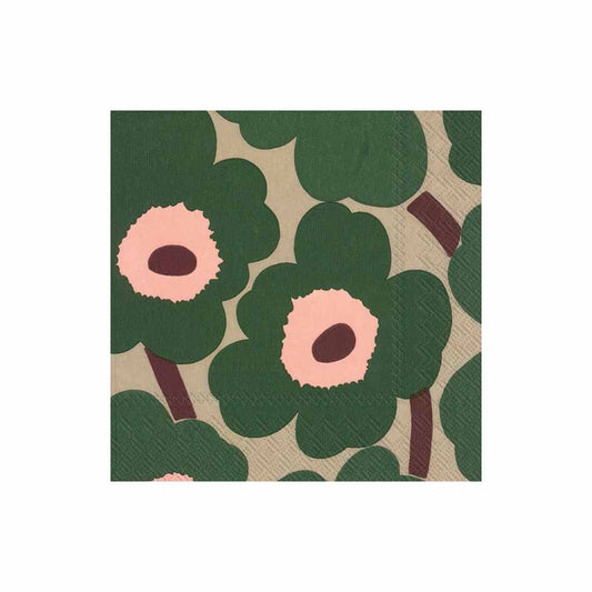 Marimekko Unikko servett 33x33 cm 20-pack Grön-rosa