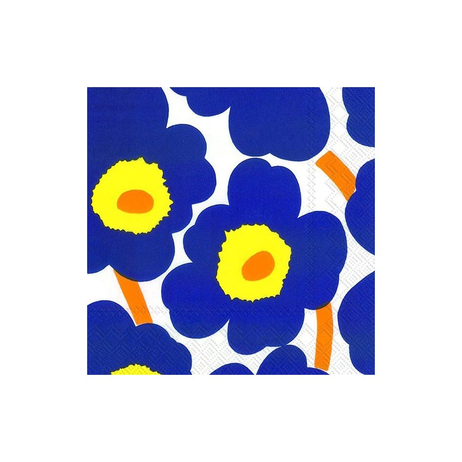 Marimekko Unikko napkins 33x33 cm 20-pack blue-yellow