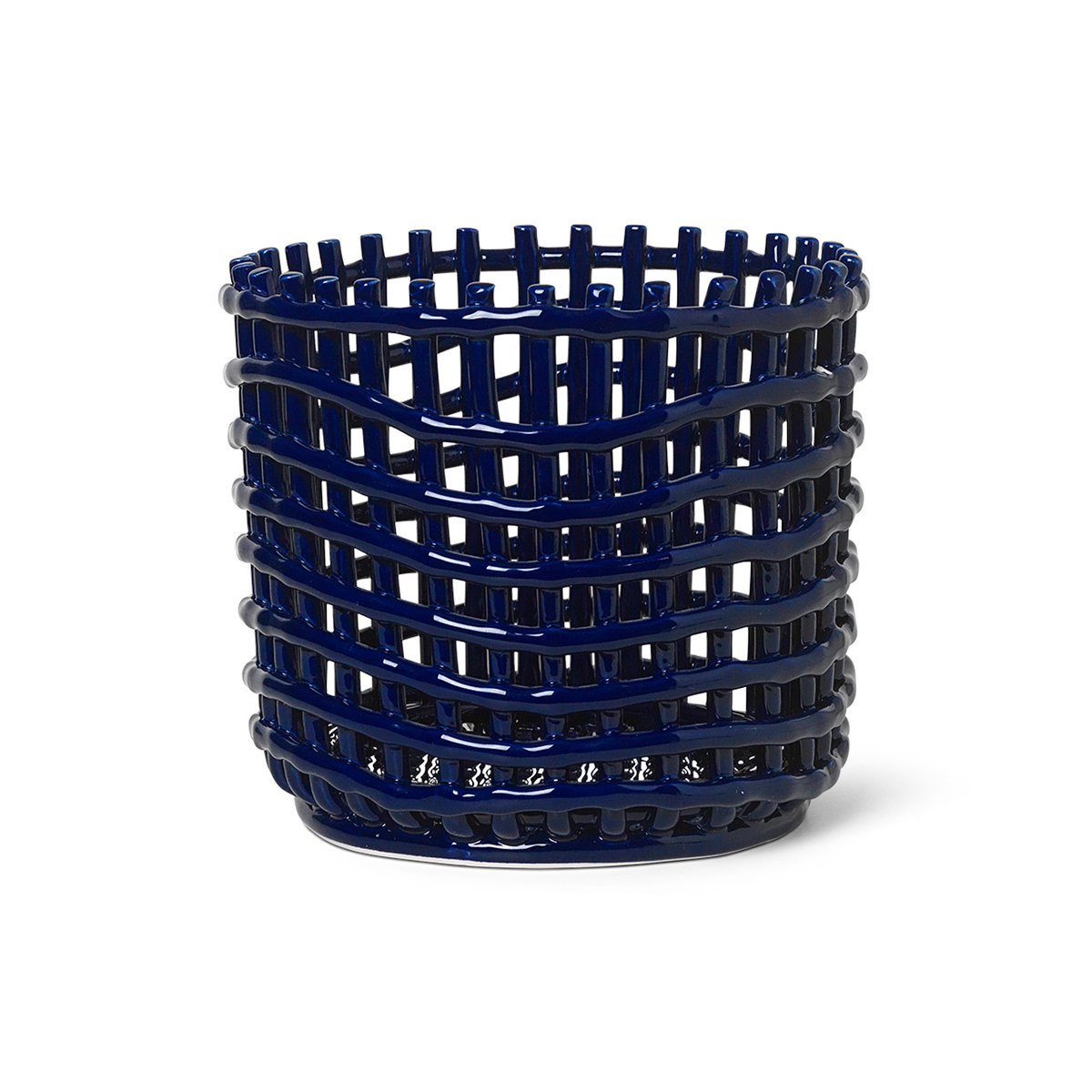 ferm LIVING Ceramic geflochtener Korb Ø23,5cm Blau