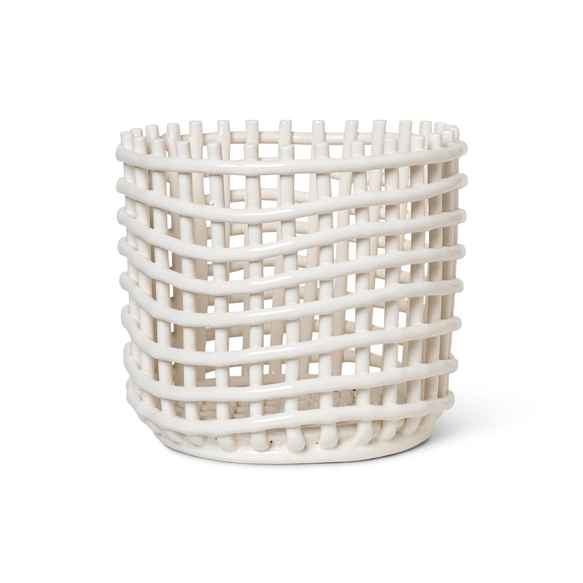 ferm LIVING Ceramic geflochtener Korb Ø23,5cm Off white