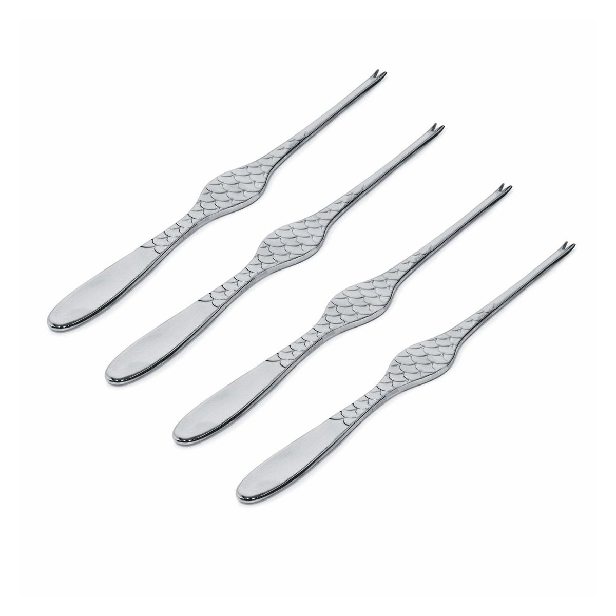 Alessi Colombina Fish Meeresfrüchtegabel 4er Pack Edelstahl