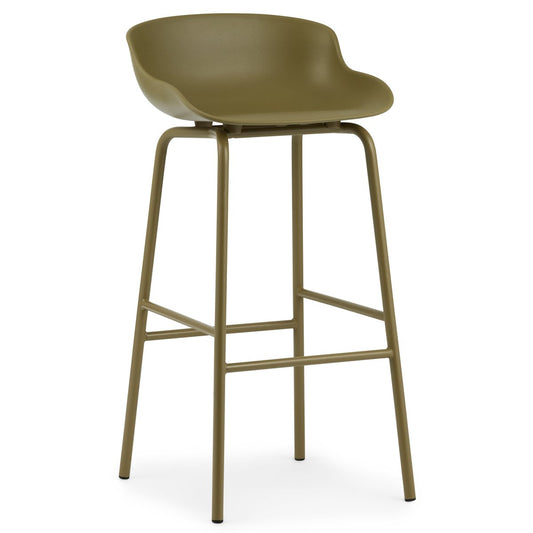 Normann Copenhagen Hyg barstol metallben 75 cm Olivgrön