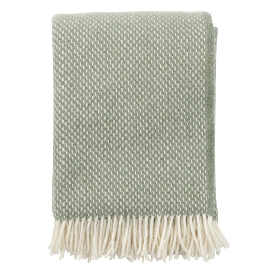 Klippan Yllefabrik Preppy Wolldecke Dusty green