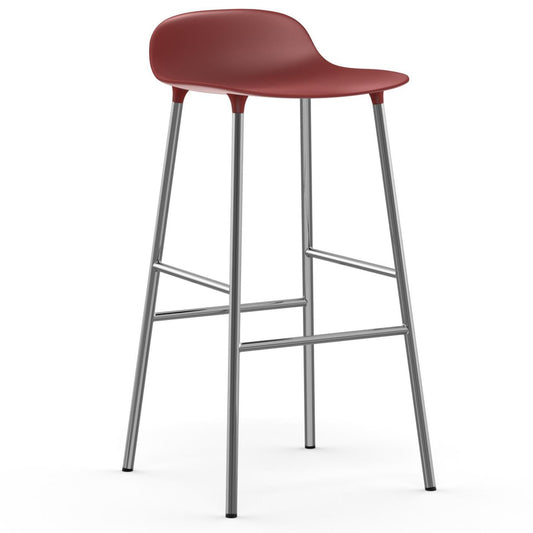 Normann Copenhagen Form bar stool chrome leg 75 cm red