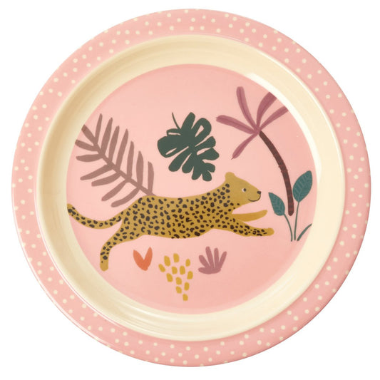 RICE Rice barntallrik Jungle animals Pink-multi