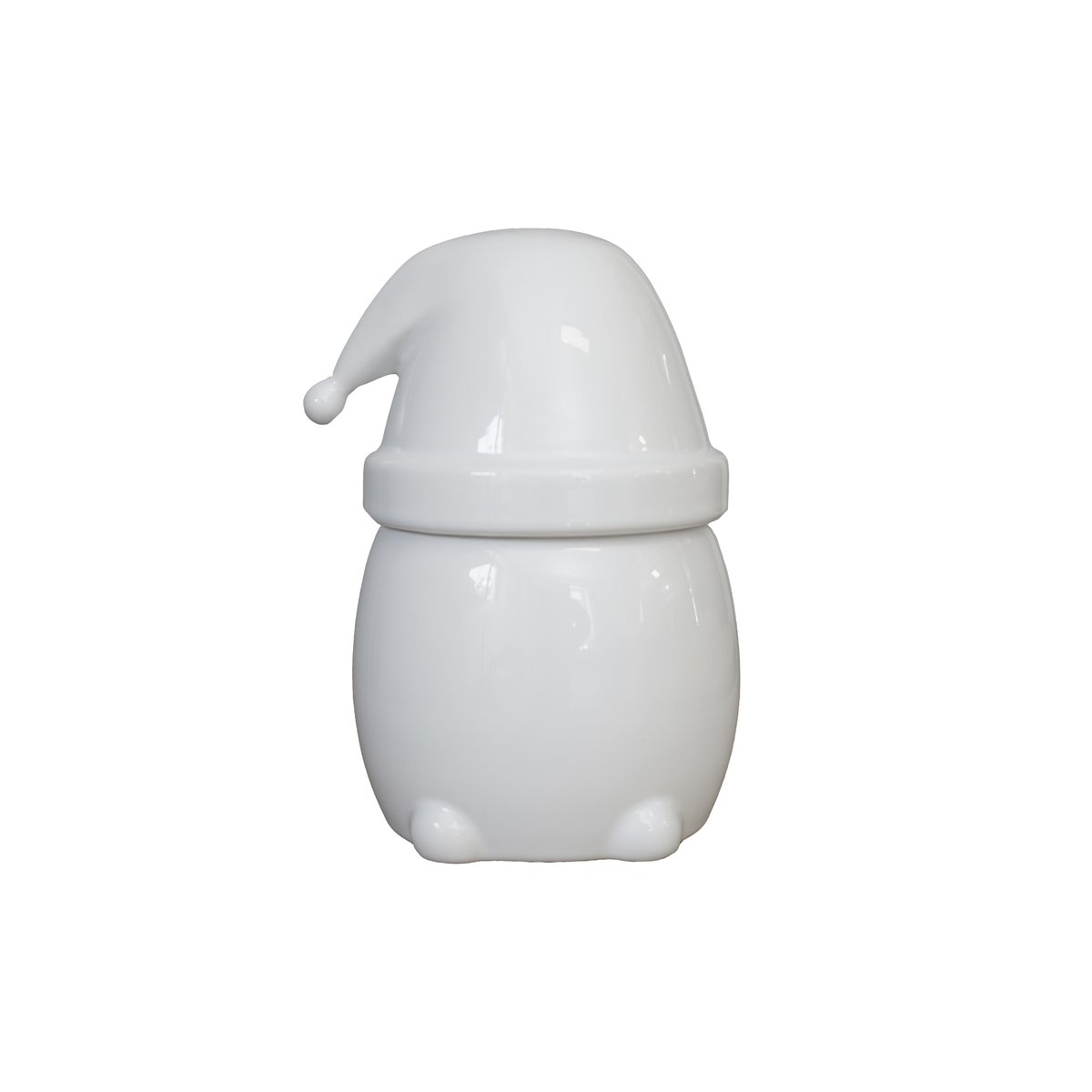 DBKD Eating Santa jar with lid small shiny white