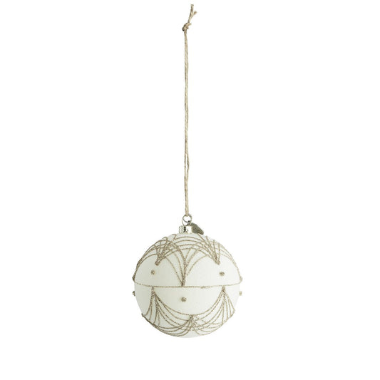 Lene Bjerre Jalia Christmas bauble Ø8 cm off white-light gold