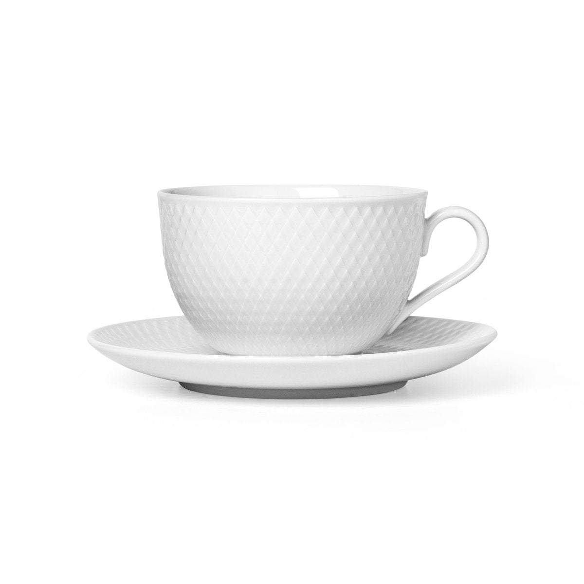 Lyngby Porcelæn Rhombe teacup with saucer white