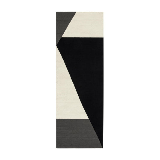 NJRD Stripes blocks Kelim Teppich schwarz 80 x 240cm