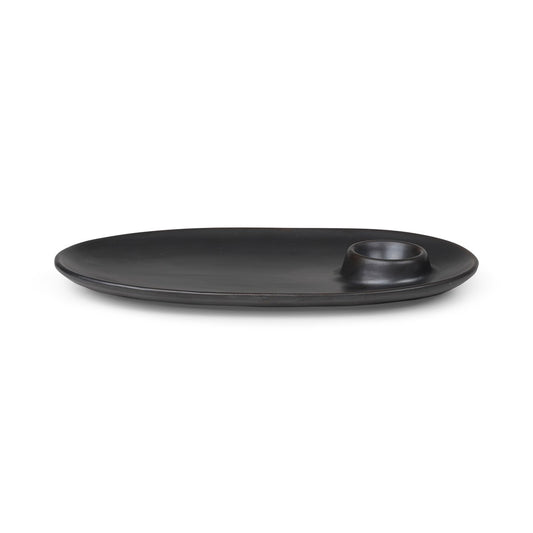 ferm LIVING Flow frukosttallrik 14x23,5 cm Black