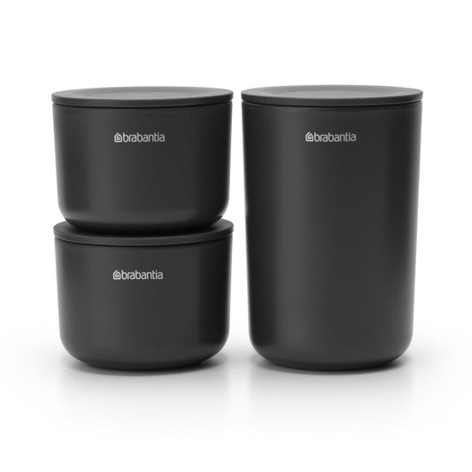 Brabantia ReNew förvaringsburkar 3-pack Mörkgrå