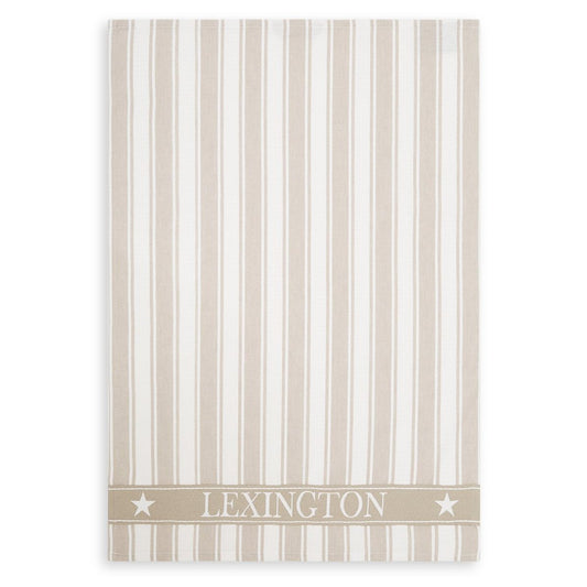 Lexington Icons Waffle Striped kökshandduk 50x70 cm Beige-white