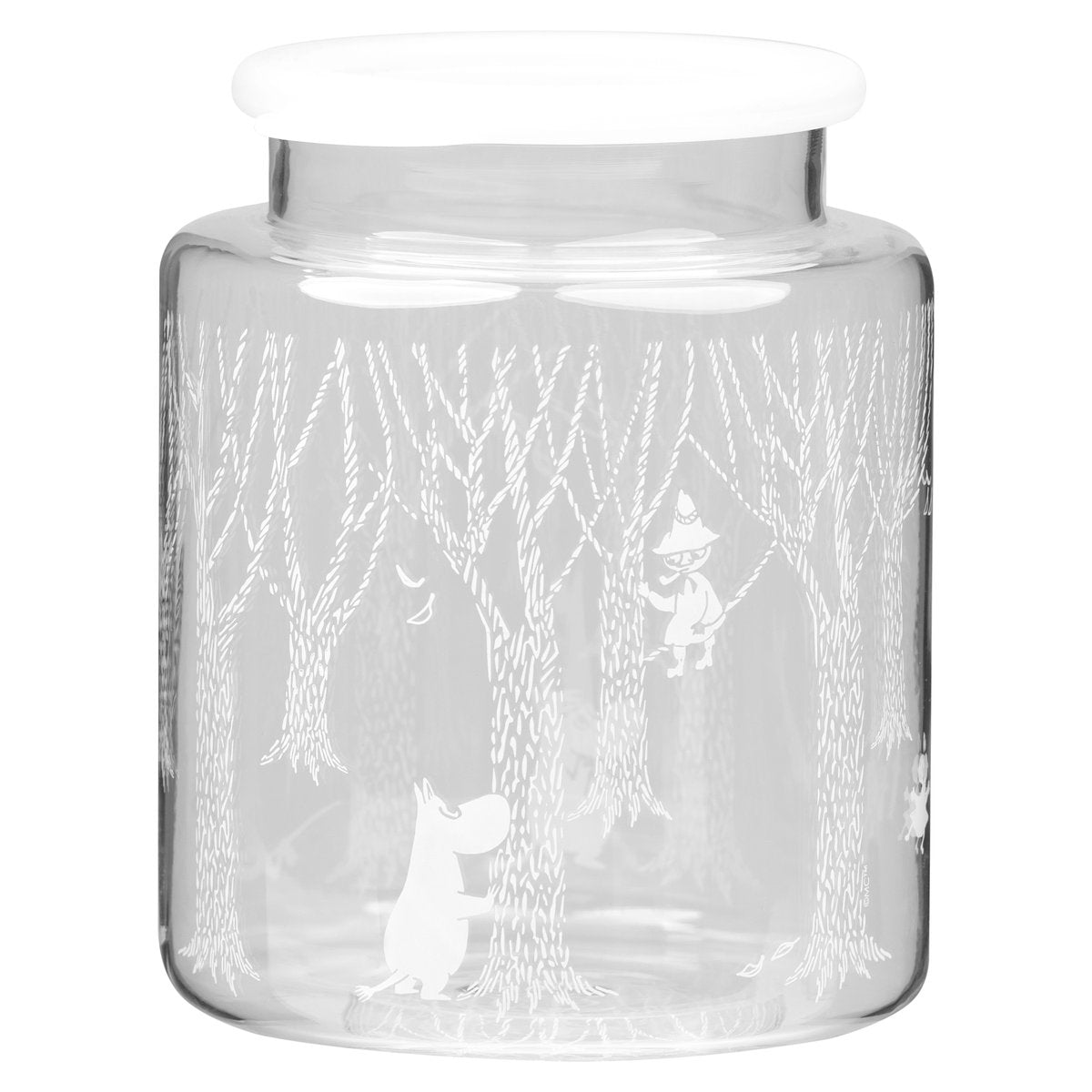 Muurla In the Woods glass jar with silicon lid 17 cm clear-white