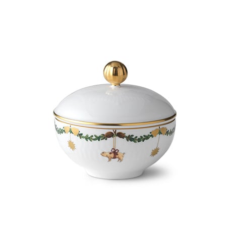 Royal Copenhagen Star Fluted Christmas sockerskål med lock 15 cl