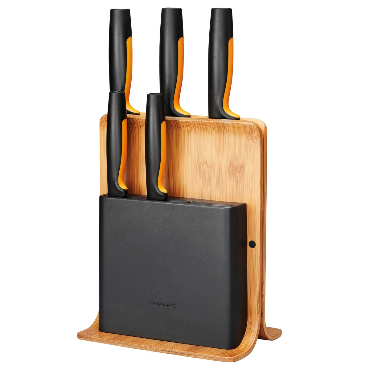 Fiskars Functional Form knifeblock in bamboo with 5 knives 6 pieces