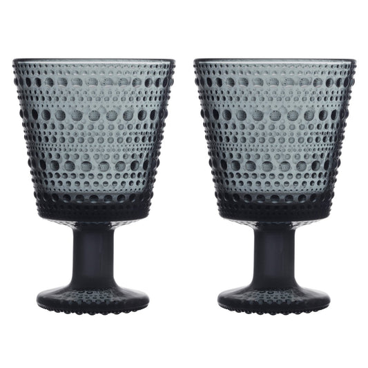 Iittala Kastehelmi Trinkglas mit Fuß 26 cl 2-pack Dunkelgrau