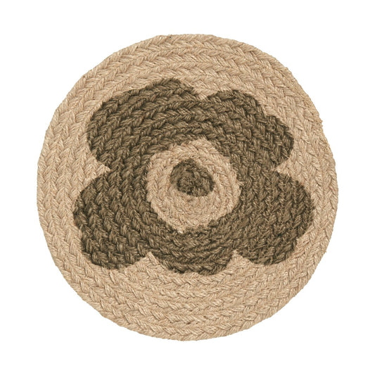 Marimekko Unikko grytlapp jute Ø25 cm Beige-grön