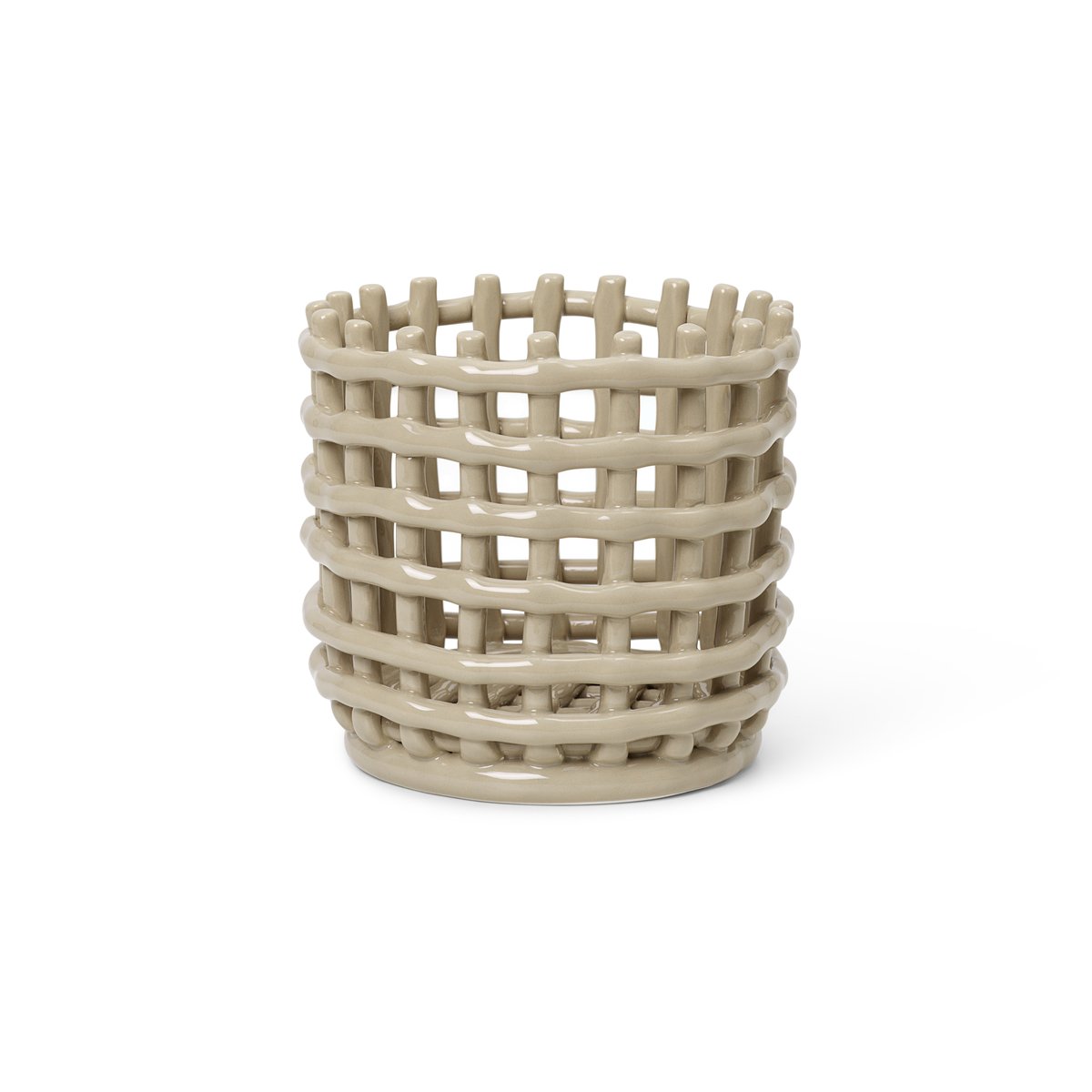 ferm LIVING Ceramic geflochtener Korb Ø16cm Cashmere