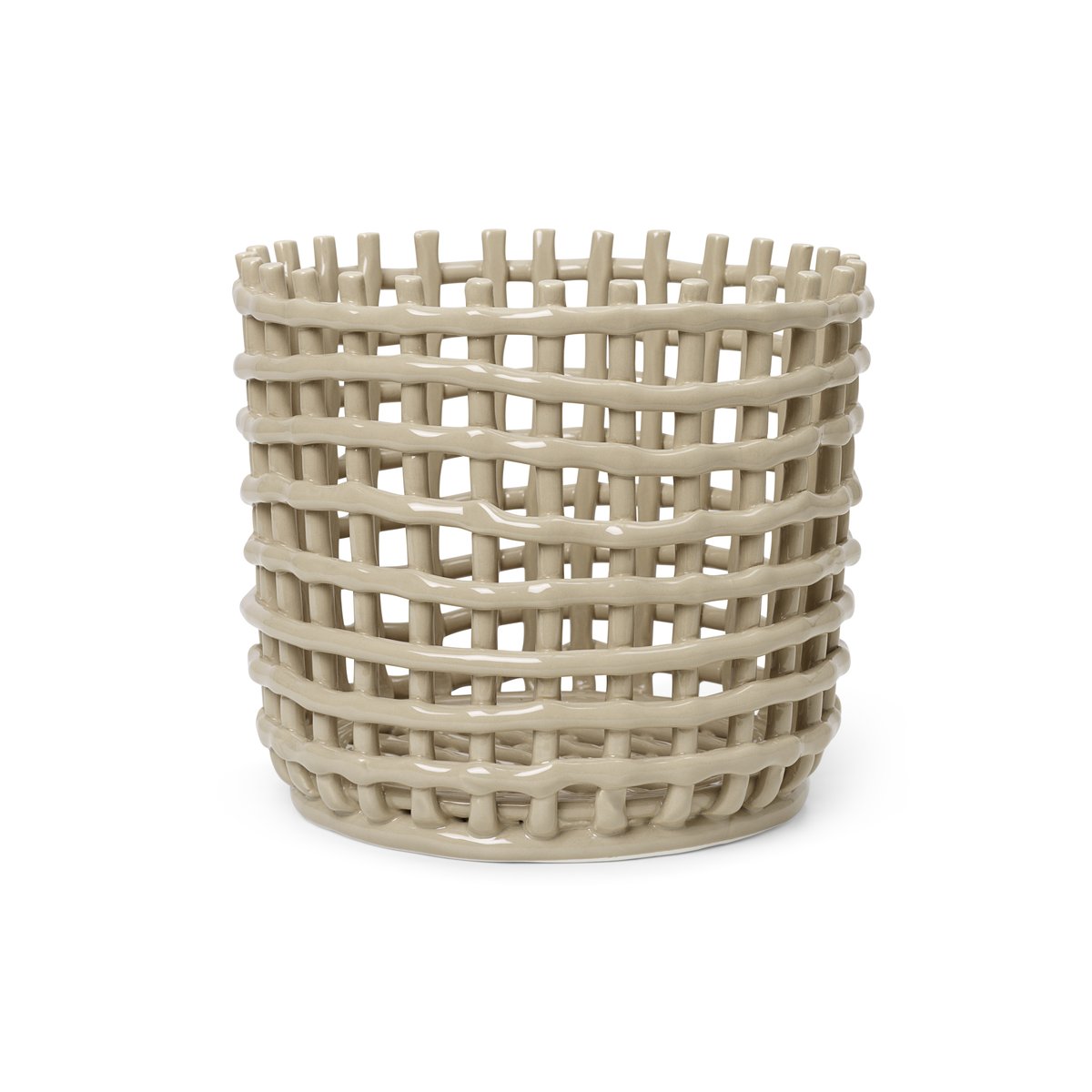 ferm LIVING Ceramic geflochtener Korb Ø23,5cm Cashmere